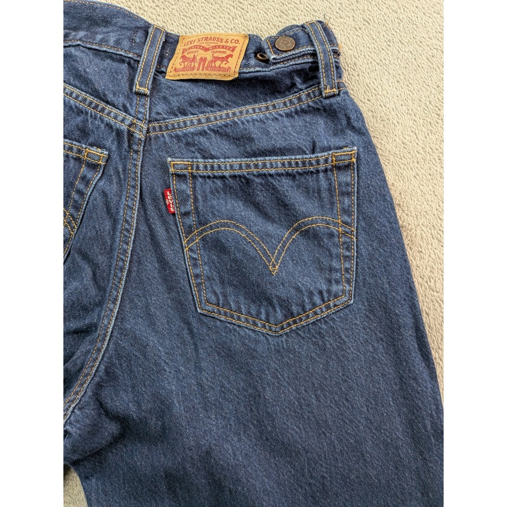 Levis Cinch Baggy Jeans Womens 25 Dark Wash Wide Leg High Rise Denim Blue